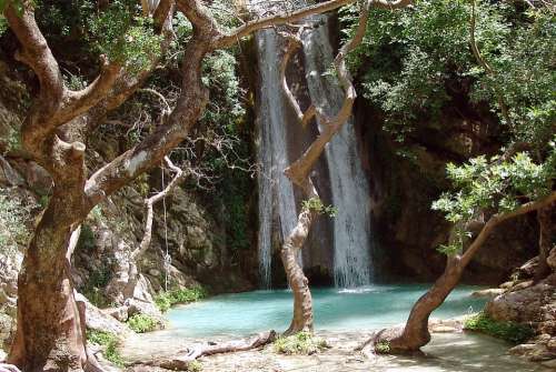 Waterfall Gorge Lake Romantic Hellas Greece