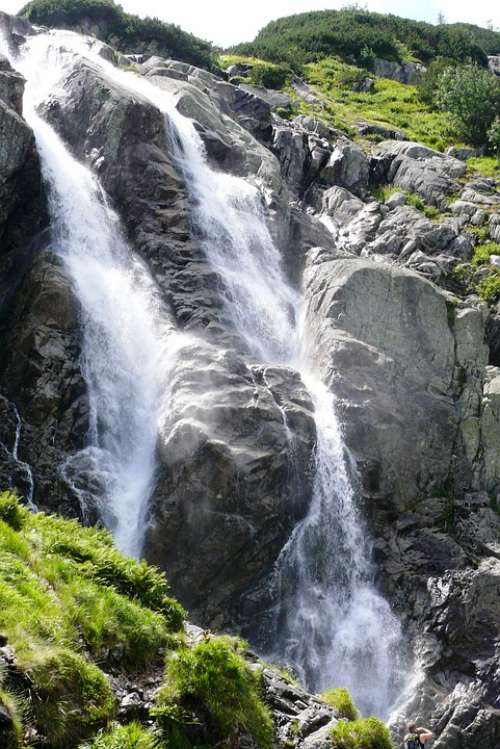 Waterfall Tatry Nature Landscape Rock