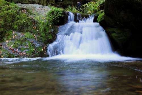 Waterfall Cascade Flowing Water Autumn River