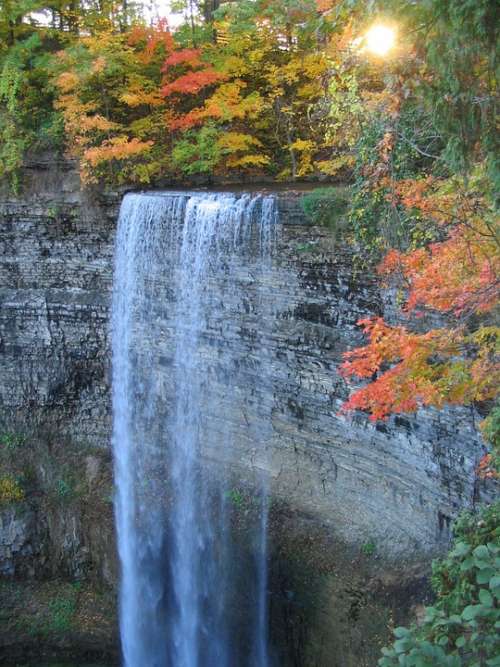 Waterfall Autumn Fall Stream Forest Nature