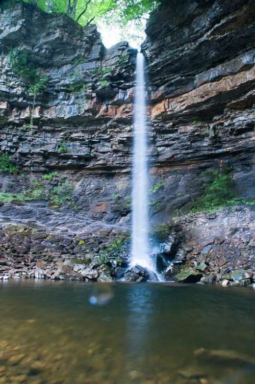 Waterfall Hardraw Yorkshire Flow Pool Fall Rocks