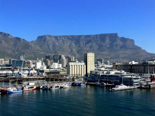 Waterfront Cape Town Harbor Table Mountain Blue Sky