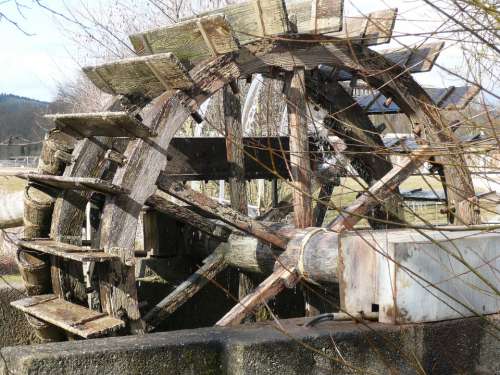 Waterwheel Old Wood Woods Water Construction