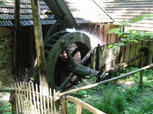 Waterwheel Grinding Mill Water Mill Forest Gout