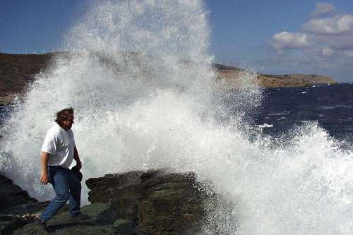 Wave Breakers Sea Water Person Man Isle