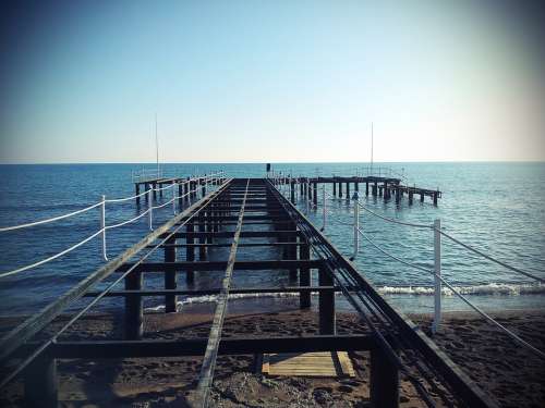 Web Water Crossing Bridge Nature Lake Lomo Blue