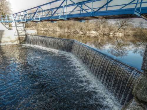 Weir Water River Trees Bridge