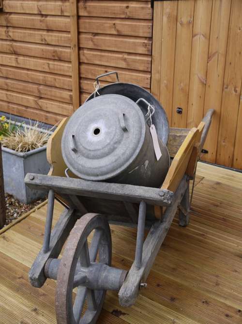 Wheelbarrow Zinc Vintage French Garden Outdoor