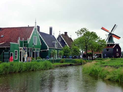Windmill Holland Netherlands Zaanse Schans Historic