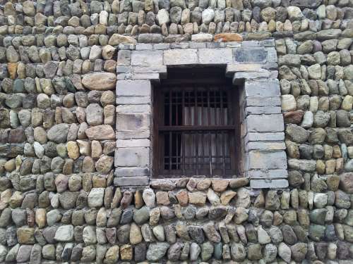 Window China History Village Stone Wall Pebbles