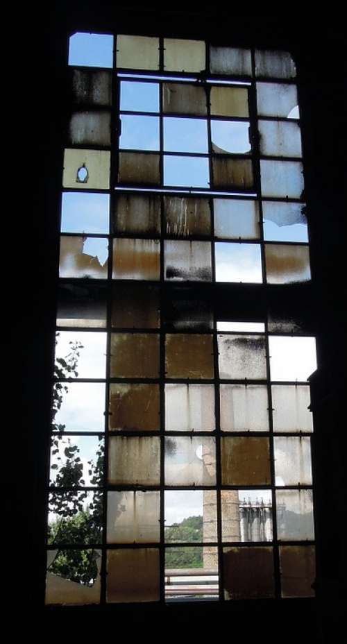 Window Glass Broken Square Color Old