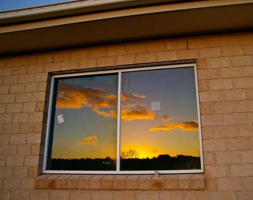 Window Reflection Sky Sunset Wall Building House