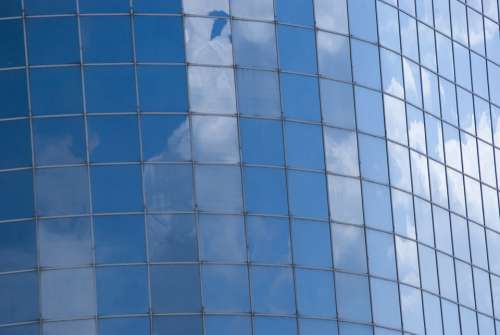 Windows Glass Reflection Facade Clouds Building