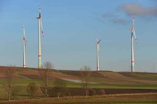 Windräder Energy Eco Energy Wind Power Sky Blue