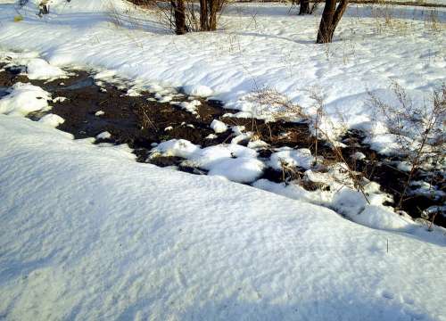 Winter Snow Thawed Patches Nature