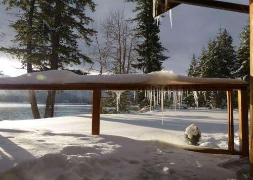 Winter Scenery Canim Lake British Columbia Canada