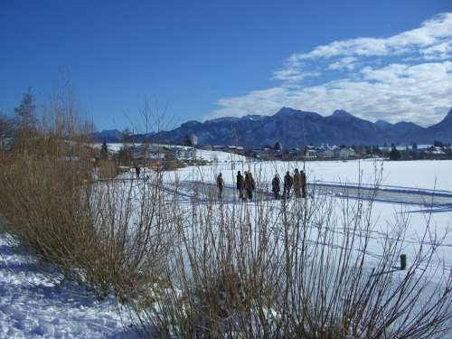 Winter Snow Lake Ice Curling Ground Athletes