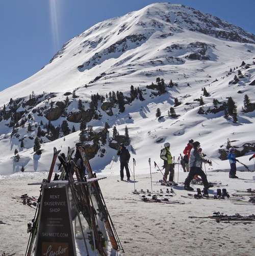 Winter Winter Sports Skis Skiing Mountain View