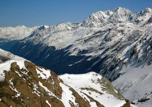 Winter The Alps Rocks Mountains Tops Snow