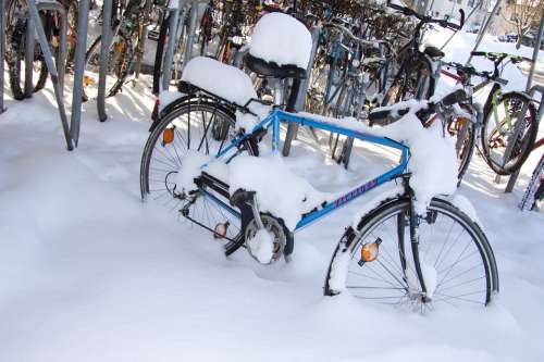 Winter Bike Snowed In Snow Wheel Snowy Cold