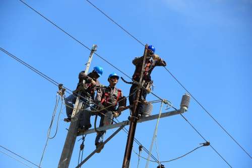 Wire Telephone Poles Poles Workers Electrical