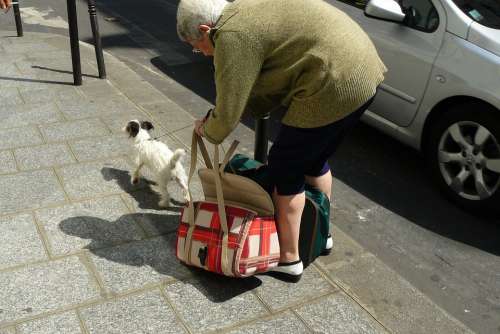 Woman Human Pavement Concrete Slabs Sidewalk Bag