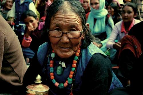 Woman Old Ladakh India Tibet Wrinkle