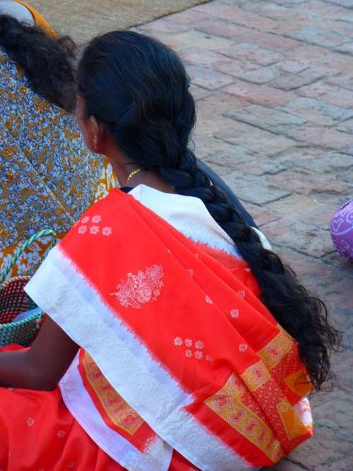 Woman Hair Plait Long Dark Indian Woman