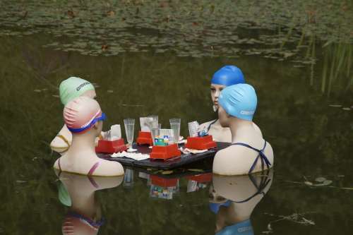 Women Talk Gambling Group Swim Swim Cap Four