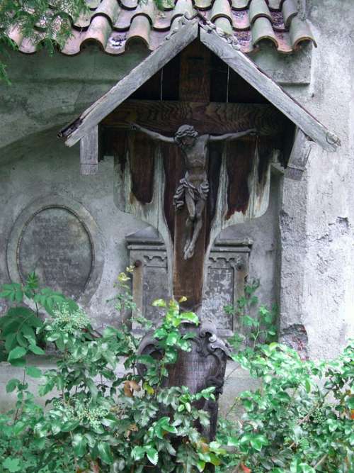 Wooden Cross Crucifix Füssen Allgäu Old Cemetery