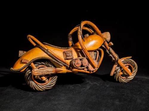 Wooden Motorcycle Wood Model Art From Thailand