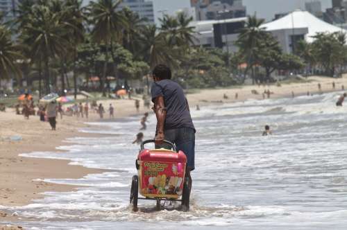 Work Beach Seller On Wheels Popsicle João Pessoa