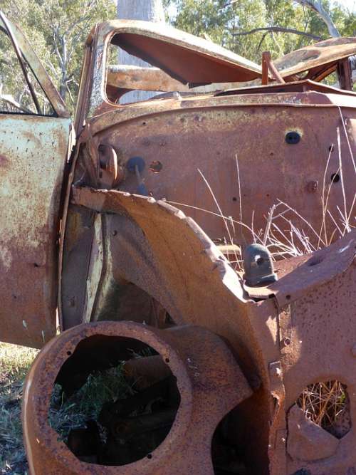 Wreck Rusty Weathered Abandoned Broken Smashed