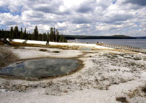 Yellowstone Lake Wyoming Usa Landscape Scenery