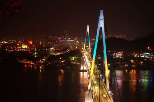 Yeosu Stone Mountain Bridge Night View