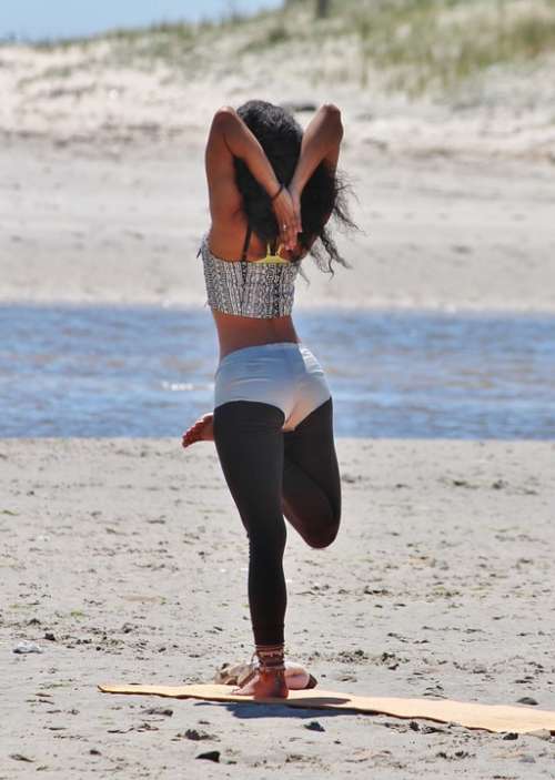 Yoga Relaxation Beach Woman Beautiful Sporty