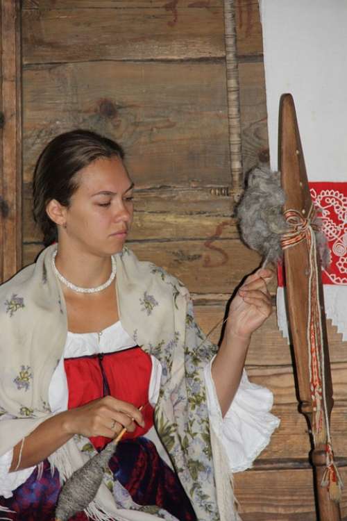 Young Woman Arts And Crafts Fon Traditional Costume