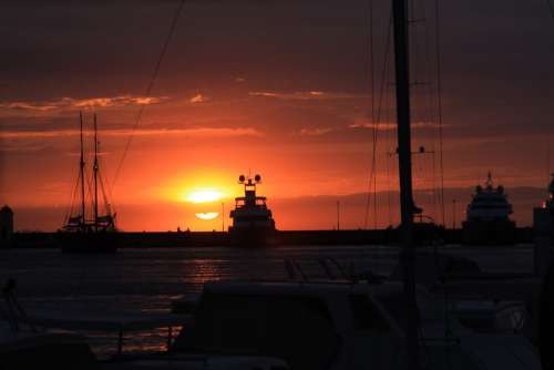 Zadar Sunset Ship Mast Ship Masts Sky Harbor