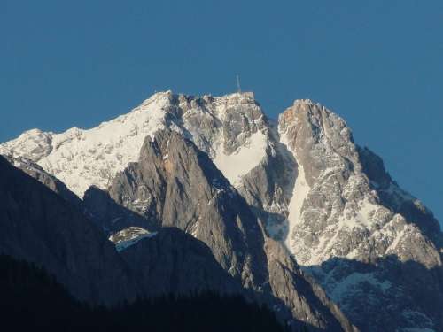 Zugspitze Alpine Mountains Summit Shadow Play