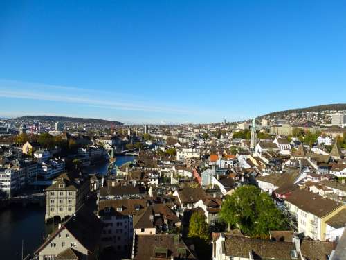 Zurich City Aerial View Town Center