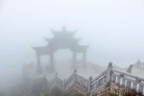 Foggy Temple Entrance