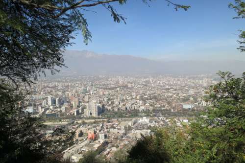 View from San Cristóbal Hill, Santiago, Chile