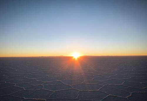 Sunrise at Uyuni Salt Flats, Bolivia
