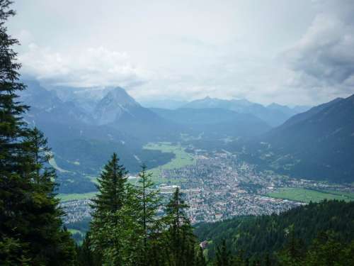 View of Zugspitze from Mount Wank, Garmish-Partenkirchen, Germany