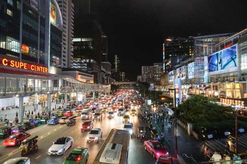 Busy streets of Bangkok, Thailand.