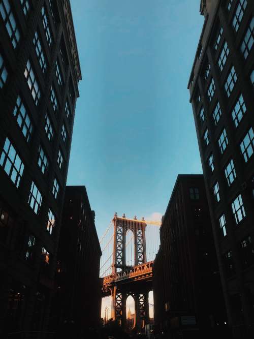 A Sunlit Bridge Framed By City Silhouette Photo