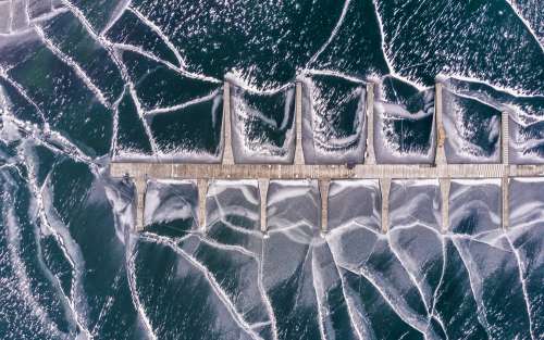 Aerial View Of Frozen Pier Photo