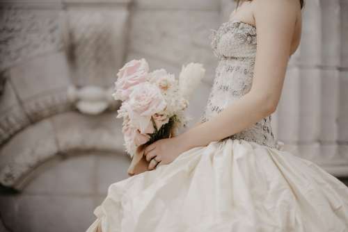 Beaded Detail On Wedding Dress Photo