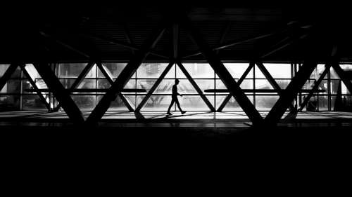 Black And White Pedestrian Bridge Photo