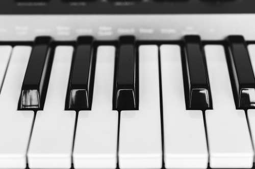 Black And White Piano Keys Close Up Photo